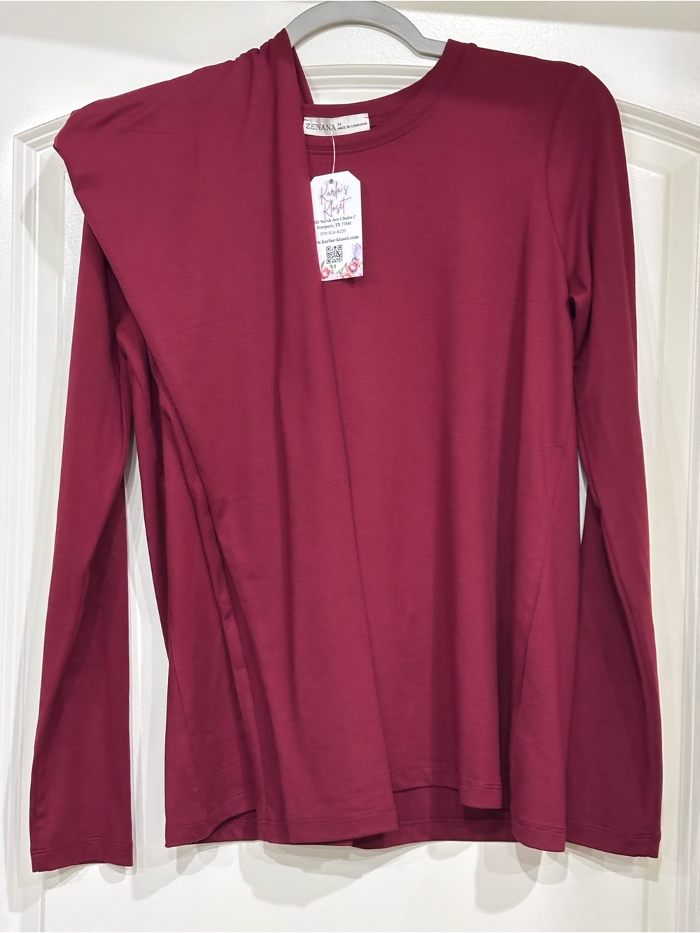Zenana Outfitters Long Sleeve Crewneck Top in Wine with matching leggings